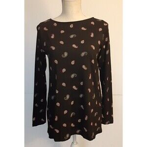 J.Jill Women's Long Sleeve Black Paisley w/Contrasting Fabric Back Size S